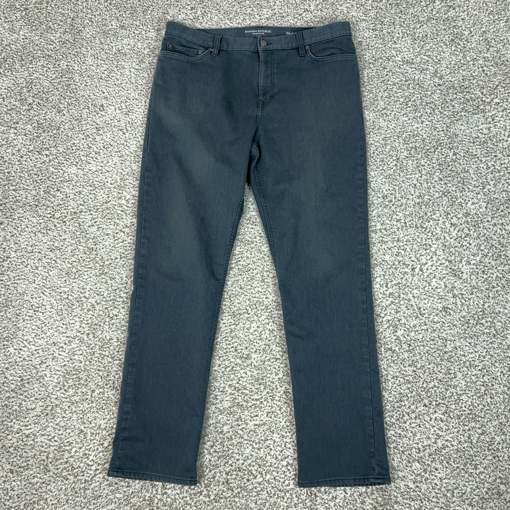 Banana Republic‎ Jeans Mens 36x34 Gray Traveler Slim Fit Stretch Denim Pants